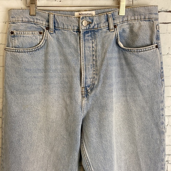 Reformation Baggy Jeans Light Wash Tahoe Rigid Denim Button Fly 10157 Jeans 31 - Picture 6 of 16